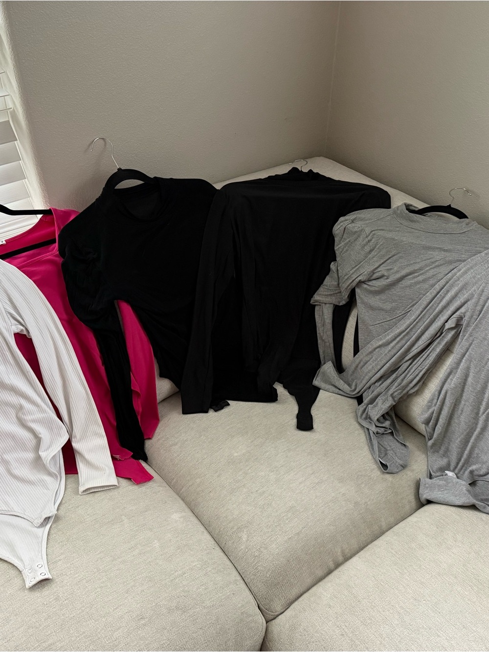 Women's Long Sleeve Bodysuit - Black, Hot Pink, Gray